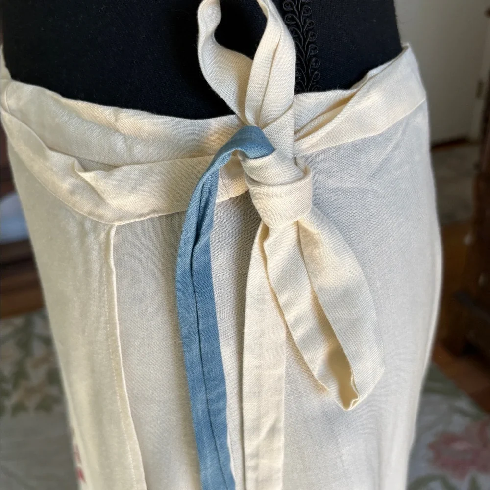 🌸 Vintage Floral Wrap Skirt – Cottagecore Linen Blend | One Size 🌸 - Picture 6 of 8